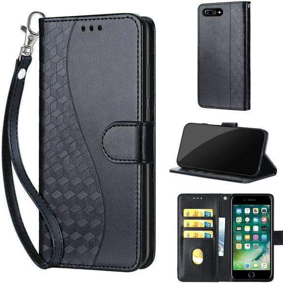 TECH CIRCLE For iPhone 6s/iPhone 6 Wallet Case,Folio Flip Kickstand Shockproof Protective PU Leather Cover with Card Slot Cash Pocket Carrying Wrist Strap for Apple iPhone 6s/iPhone 6 4.7",Black