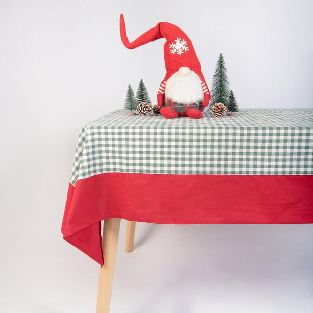 Mantel MONDAY MOOSE 152x259 cm de algodón rojo verde