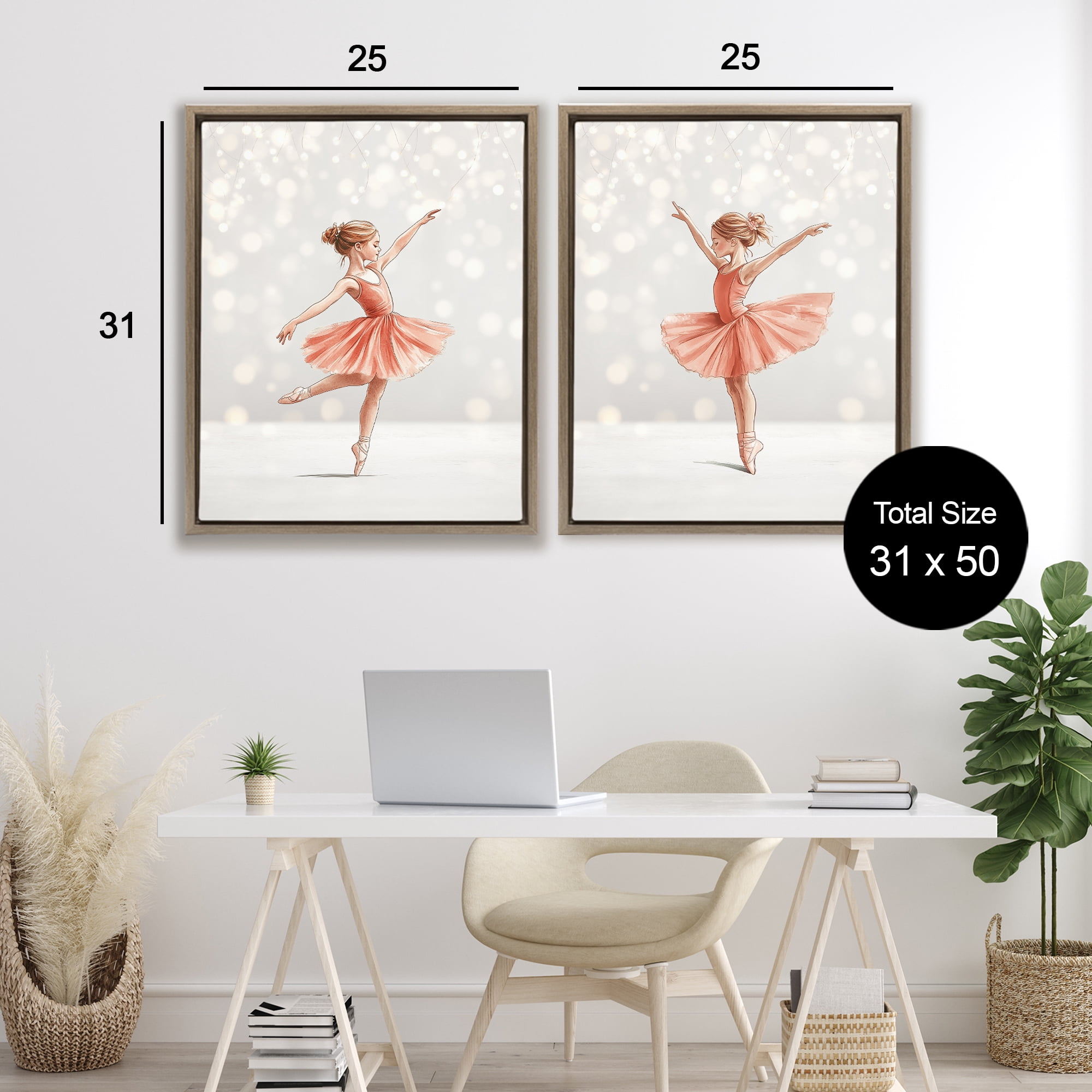 Stupell Industries Dancers In The Light 2 Piece Brown Framed Floater Canvas Set, design by Christine Simpson Art
