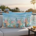 thumbnail image 2 of Outdoor Pillow Covers 20x12 Set of 2, Summer Nautical Waterproof Patio Throw Pillow Covers for Couch Sofa Chair, Coastal Beach Starfish Coral Shell Blue Decorative Pillowcases for Throw Pillows, 2 of 9
