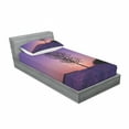 thumbnail image 3 of Nature Bedding Set with Sheet & Covers, Oak Tree at Sunset Frozen Wintertime Snowy Field Evergreen Forest Evening Scenery, Printed Bedroom Decor 2 Shams, 4 Sizes, Purple Peach, by Ambesonne, 3 of 3