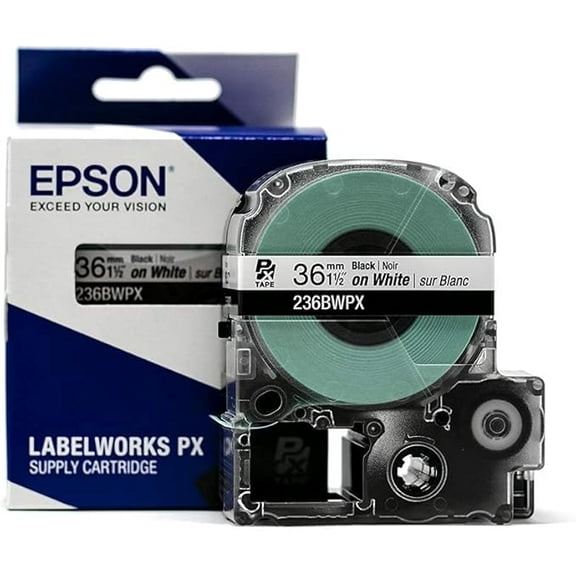 Epson LABELWORKS 236BWPX Tape Cartridge - 1-1/2" (36mm) x 30 ft Black on White