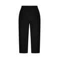 thumbnail image 5 of Lumtrix Capri Pants For Women -Below Knee Length High Waisted Stretch Bermuda Shorts With Pockets Summer Yoga Petite Cropped Pants Black M, 5 of 9