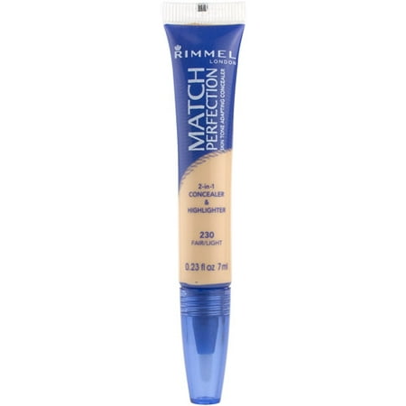 Rimmel Match Perfection 2-In-1 Concealer And Highlighter, Fair Light, 0.23 fl oz