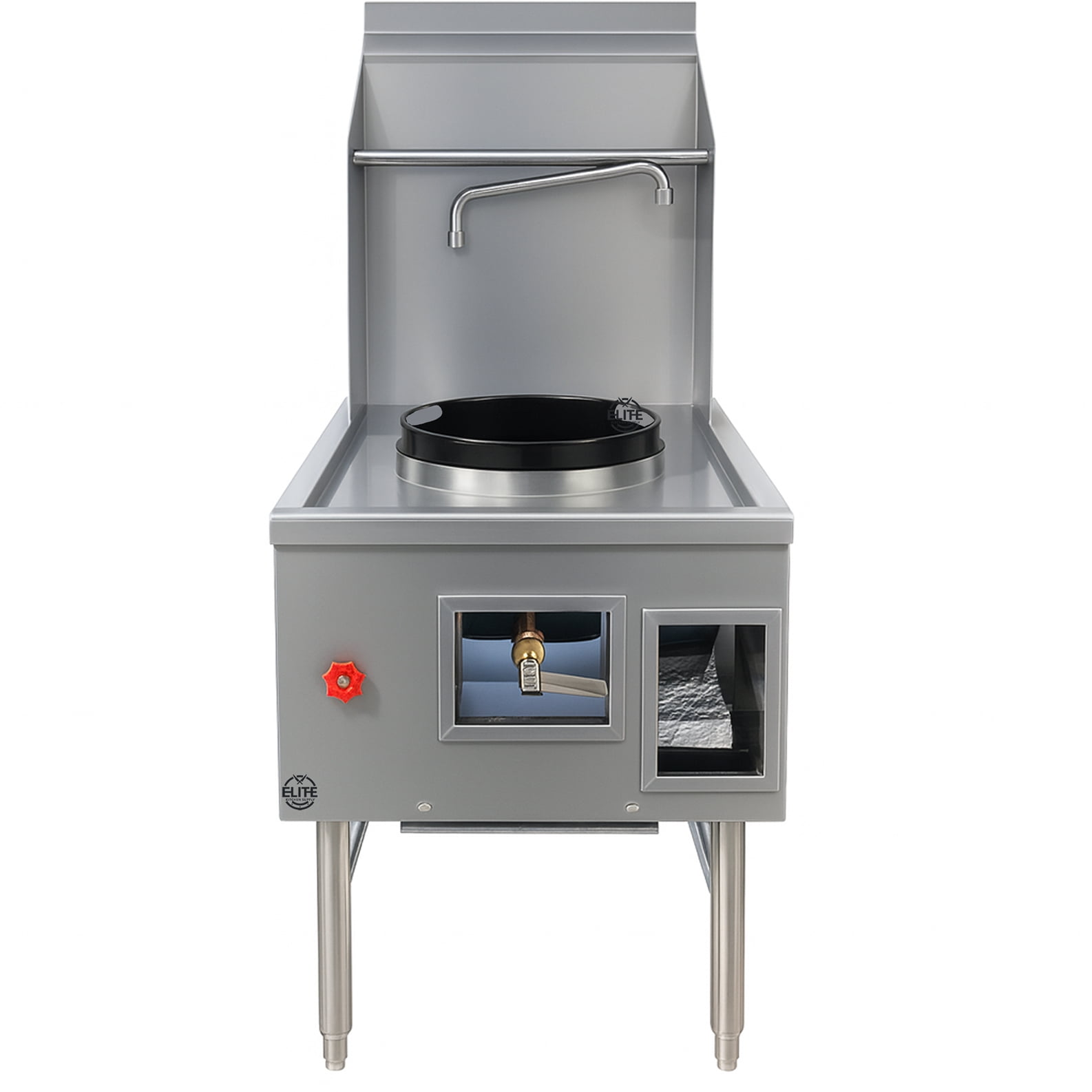 NSF 28" Commercial Wok Range with 16" Single Wok Hole & Waterfall Cooling | Natural Gas | 125,000 BTU Jet Burner