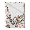 thumbnail image 2 of Fashion Soft Flannel Fleece Throw Blanket, Feminine Shoes Lipstic Perfume Accessory Items for Beauty Pattern Image, Cozy Plush for Indoor and Outdoor Use, 50" x 70", Black Pink Tan, by Ambesonne, 2 of 5