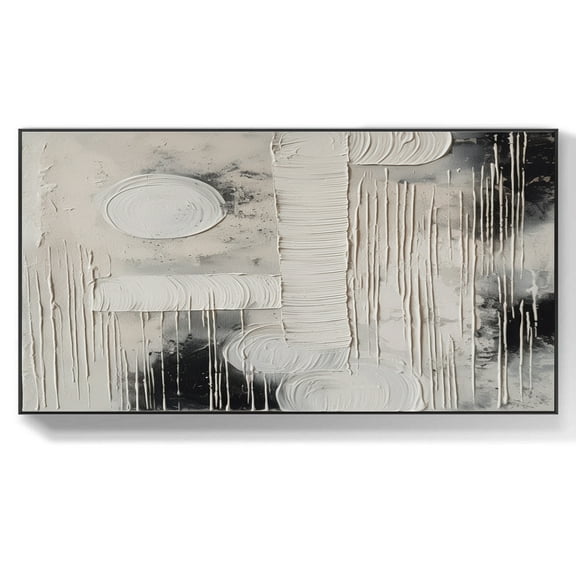 Black and White Oil Painting Large Abstract Canvas Wall Art Modern Handmade Oil Painting Large Black and White Wall Art Home Decor,Unstretched,Frameless,(41*61cm)16*32Inches