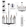 thumbnail image 2 of Q&S Black Modern Farmhouse Chandelier Light Fixtures 10-Lights Industrial Candle Chandeliers Hanging Pendant Light Fixture for Dining Room Bedroom Foyer Living Room UL Listed, 2 of 7