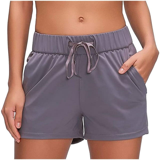 UAMVSH Active Shorts for Women Running Workout Wide Leg Shorts Summer Drawstring Basic Elastic Waist Athletic Shorts with Pockets