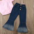 thumbnail image 6 of Toddler Baby Girl Clothes Off Shoulder Tube Top Shirt Bell Bottom Flare Pants Infant Girl Summer Outfits Clothes 3-7T, 6 of 6