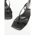 thumbnail image 4 of Women Minimalist Low Kitten Heel Ankle Strap Thong Sandals, Sexy Square Toe Fashion Heeled Sandals, 4 of 8