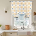 thumbnail image 3 of Vintage Tie Up Curtain 63 Inches Long, Medieval Bohemian Yellow Geometric Stripes Balloon Style Kitchen Window Curtain Over Sink, Small Window Rod Pocket Curtain 46"x63", 3 of 9