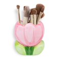thumbnail image 1 of AMZWISH Soporte para brochas de maquillaje con diseño de flor de tulipán de cerámica para encimera, mesa de tocador, organizador de escritorio para baños, cocinas (rosa), 1 of 5