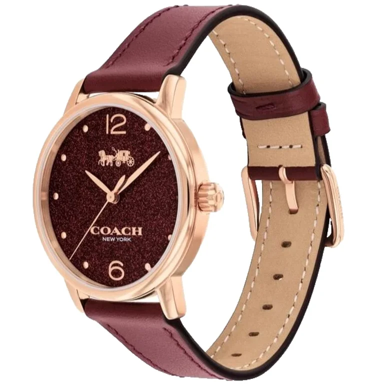 Coach Grand 14504434 Cranberry Logo Dial Leather Strap 36MM Womens