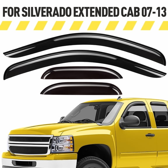 AEROGUYS Tape-On Window Deflectors Extra Durable Window Visors Rain Guards Fit for Chevrolet (Chevy) Silverado 1500 2007-2013 Extended Cab, Sun Visors, Wind Vent Visors, Truck Accessories-4pcs AG0014