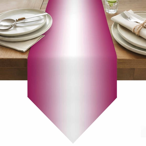 Table Runner 13x72 Inches Long Ombre White Rose Red Runner for Table Gradient Color Table Runners Cotton Linen Dresser Scarf for Kitchen Holiday Party Home Decor Inndoor Outdoor