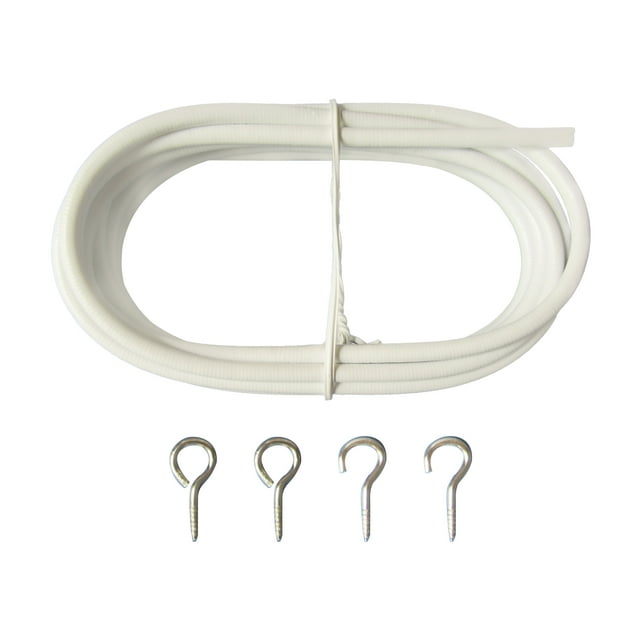 Graflsoa Fil d'Acier Blanc de 10 Pieds pour Rideaux DIY avec 4 Crochets, Décoration Murale et Kit d'Affichage Photo