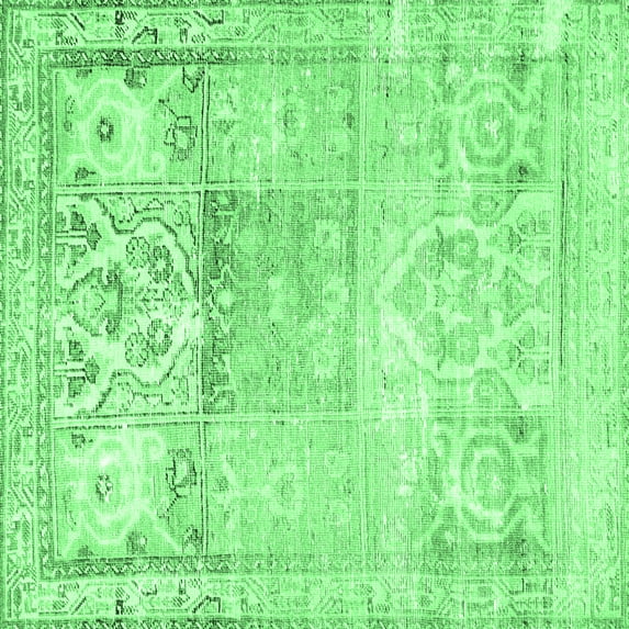 Ahgly Company Indoor Square Persian Emerald Green Traditional Area Rugs, 3' Square