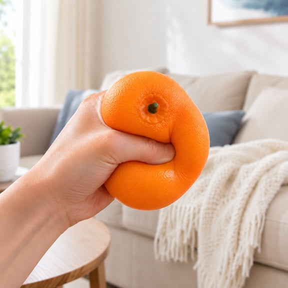Realistic Orange Squishy Toy, Fruit Shaped Soft Squeeze Toy, Slow Rising Sensory Fidget Accessory, Novelty Food Inspired Handheld Gift For Adults, Home Study Travel And Collection