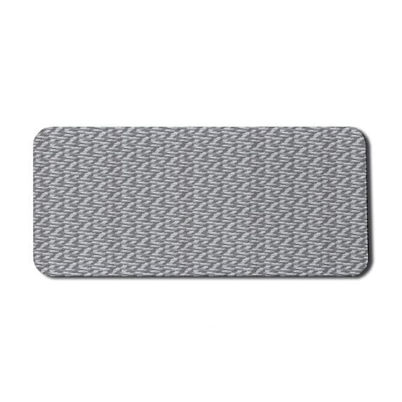 Abstract Computer Mouse Pad, Continuous Semi Circles in Greyscale Tones Squama Style, Rectangle Non-Slip Rubber Mousepad X-Large, 35" x 15" Gaming Size, Pale Taupe Dark Grey, by Ambesonne