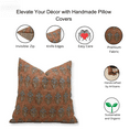 thumbnail image 3 of Fabdivine Block Print Throw Pillow Cover, 18x18 inch, Thick Linen, Handmade, Rust colour, 3 of 5