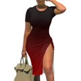 thumbnail image 4 of Vestido con cordón estampado de cuello redondo y manga corta de verano para mujer Pompotops ghjkhdj12272, 4 of 5