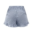 thumbnail image 7 of Vivianyn HD Women's Ruffled Hem Striped Shorts, Elastic Waist Casual Loose Fit Summer Bottoms with Pockets,Blue,Size S-XXL, 7 of 7