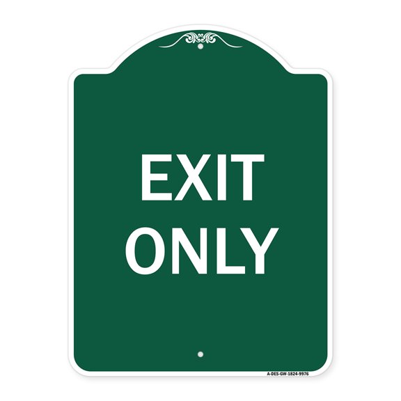 SignMission Designer Series Sign - Exit Only | Green & White 18" x 24" Heavy-Gauge Aluminum Architectural Sign | Protect Your Business & Municipality | Made in the USA