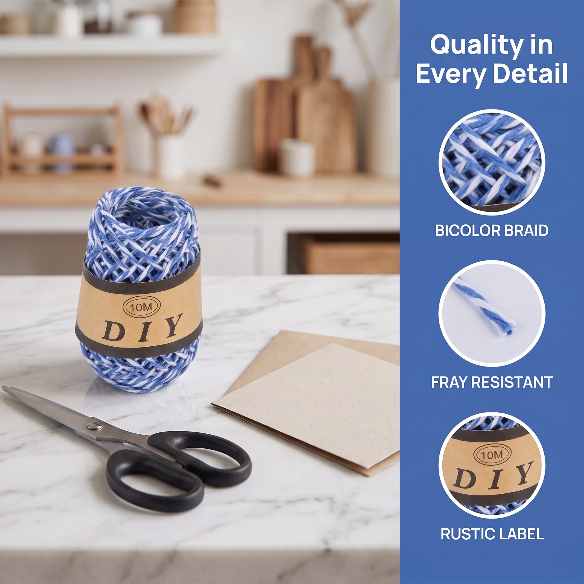 Unique Bargains Twine for Gift Wrapping and Crafting Uses Blue 10.9 Yard