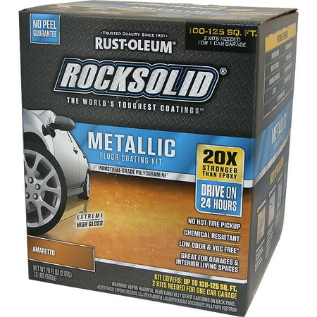 Flooring Installation Kit - Rust-Oleum 299741 RockSolid Polycuramine Metallic Floor Coating Amaretto 70oz Kit (need 2 for 1 Car Garage)