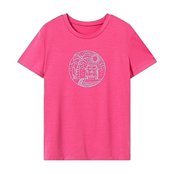 Camiseta para mujer verano cuello redondo cuello redondo camiseta para trabajo playa oficina vacaciones S