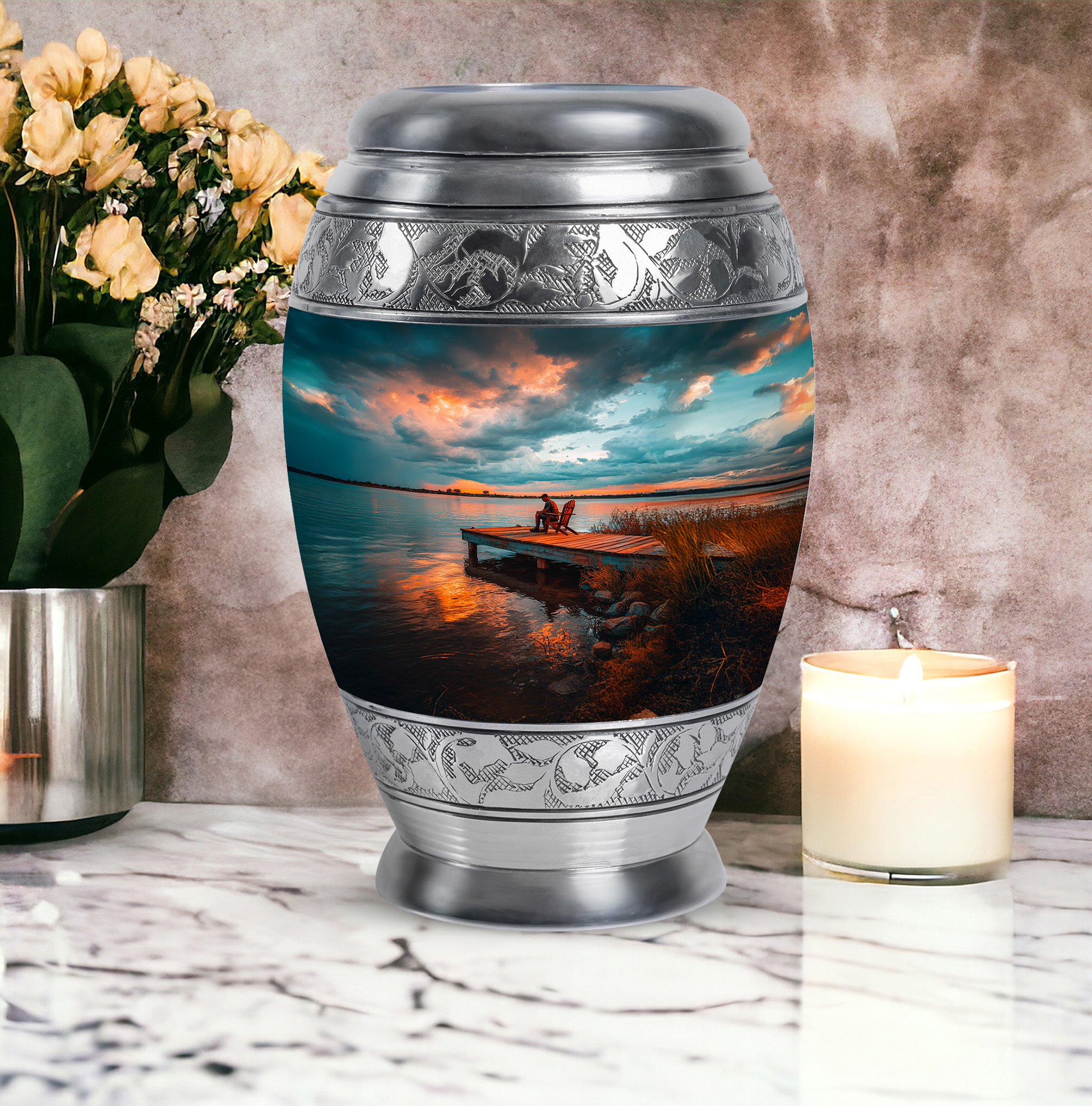 SABURIAL Fishing Urn - Mini Cremation Urns For Human Ashes Adult Women - Little Funeral Urn For Ashes Adult Male - Small Burial Urns For Men - Combo Of 10 Inch & 3 Inch