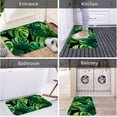 thumbnail image 4 of Green Tropical Leaves 16x24 Flannel Bath Mat for Bathroom, Anti-Slip Backing Soft Bathroom Rug, Washable Water Absorbent Mat, 4 of 9