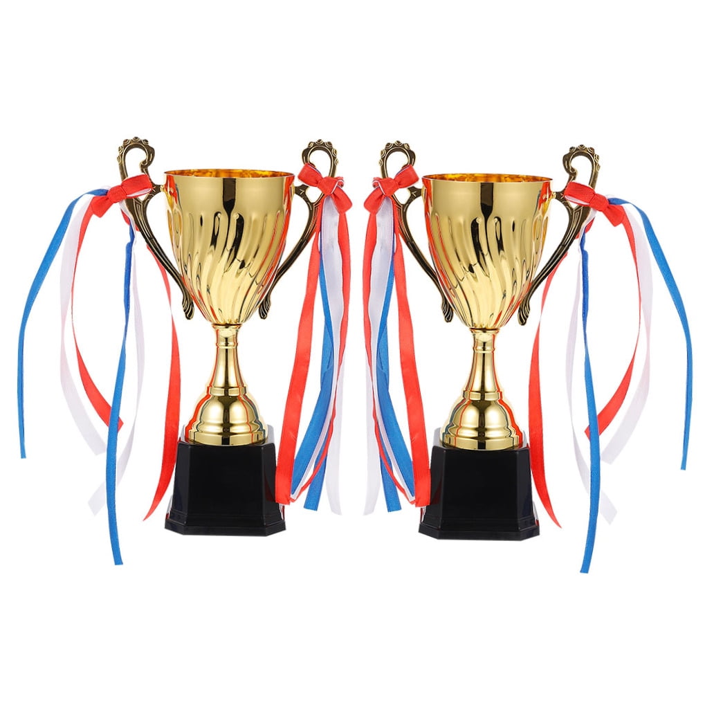 Raindrops 2Pcs Competition Trophy Golden Metal Plastic Award Recognition Prize 11.8x3.1x3.1in