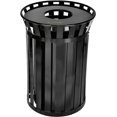 thumbnail image 1 of Alpine Industries 38 Gal. Black Metal Slatted Outdoor Commercial Trash Can Receptacle, 1 of 13