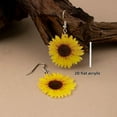 thumbnail image 4 of Sunflower Earrings – Flat Acrylic Yellow Floral Jewelry, 4 of 4