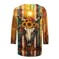thumbnail image 6 of JTZGDY Western Shirts for Women Plus Size Ethnic Style Tops Plus Size 3/4 Lenght Sleeve Vintage Bleached Crewneck Tunic Tees Loose Oversied Graphic Tshirt Tops Multicolor#15 XL, 6 of 6