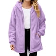 thumbnail image 2 of Girls Fleece Jacekts with Hood Long Sleeve Casual Lightweight Warm Zip Up Kids Winter Coat Purple 7-8Years, 2 of 9