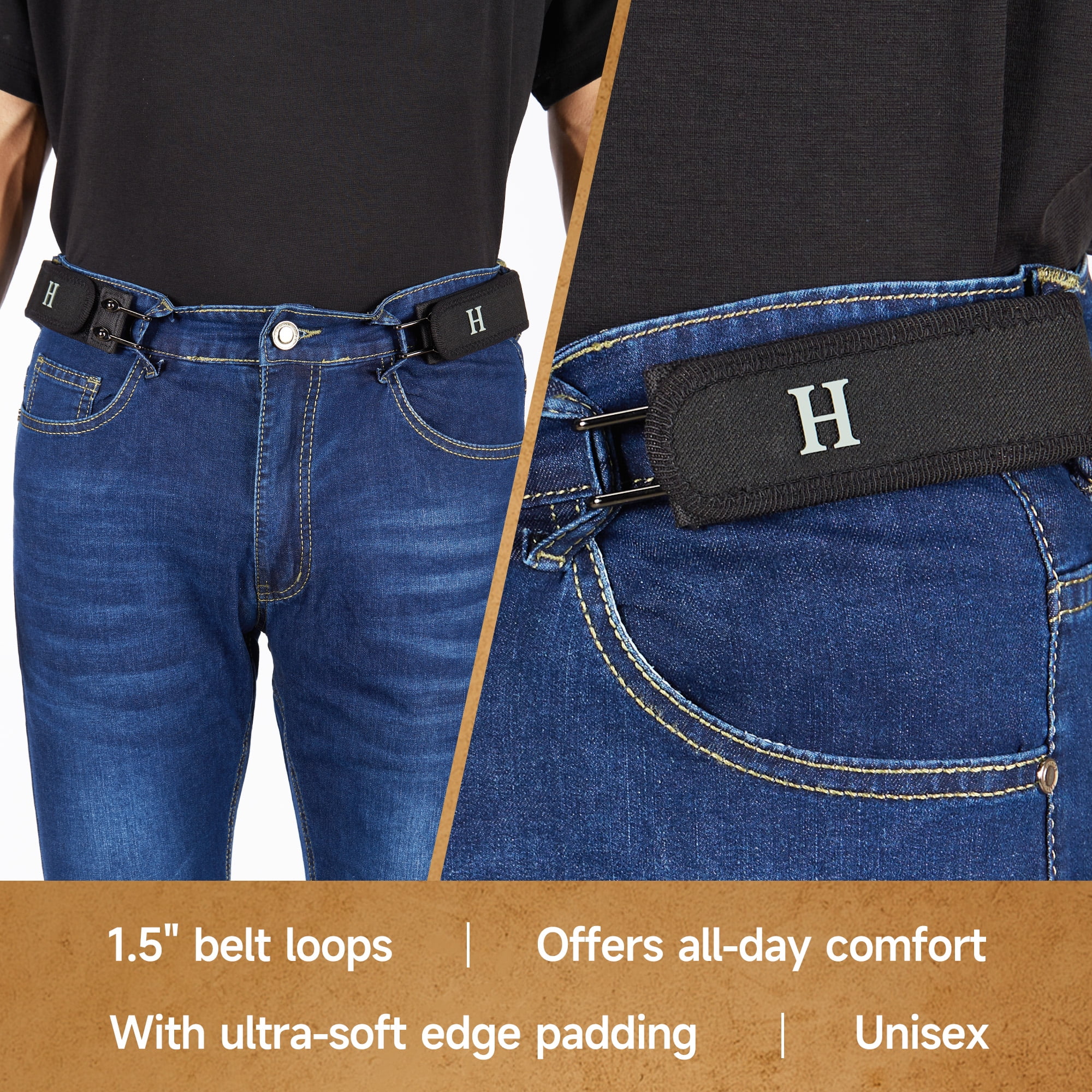 HAILTH Metal Hook Elastic Belt (Unisex) – Patented No - Buckle Invisible Design | Soft Adjustable Side | Grade Elastic Support(M)
