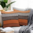thumbnail image 2 of Waterproof Throw Pillow Covers Set of 2, 24x24 Inch Burnt Orange Grey Decorative Pillowcases Outdoor Pillow Slip Cushion Covers Set for Couch Tent Vintage Stripe Farmhouse Wood Grain, 2 of 7