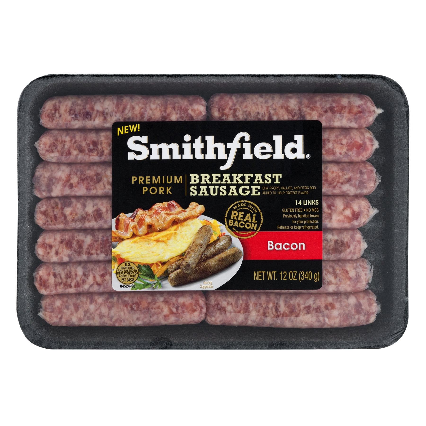 Smithfield Premium Pork Breakfast Sausage Bacon, 12 Oz., 14 Count