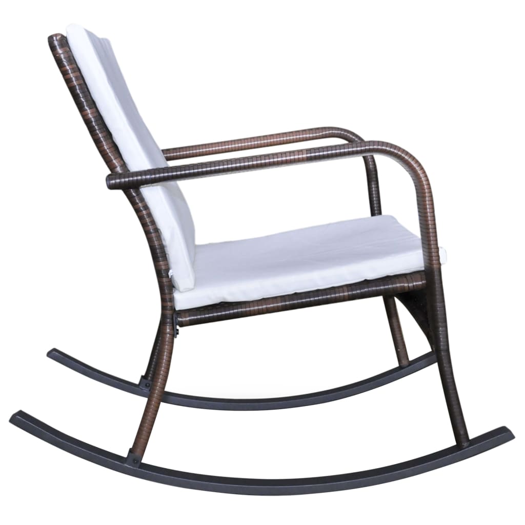 vidaXL Rocking Chair Outdoor Patio Rocking Chair with Cushion Poly Rattan - image 4 of 12