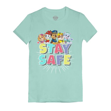 

Tstars Girls Gift for Kids Paw Patrol Stay Safe Toddler Kids Shirt Official Nickelodeon Birthday Gift Infant Girls Fitted T Shirt