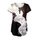 thumbnail image 2 of Gibobby Camisas mexicanas con cuello en V para mujer Mujer Casual manga corta botón cuello en V suelta camiseta Top(Blanco,CH), 2 of 4