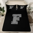 thumbnail image 2 of Feelyou Checkered Monogrammed F Full Size Sheets, Cartoon Buffalo Geometric Bed Sheets, Teens Boys Girls Kids Sheet Sets, Super Cozy Room Decor, 4 Pieces, 2 of 7