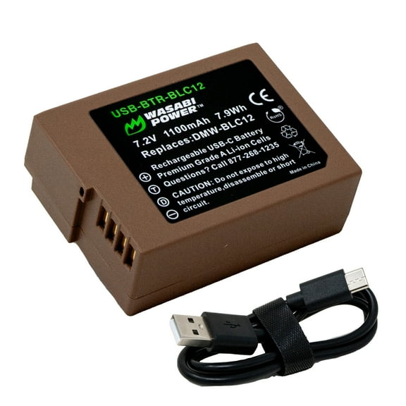 Wasabi Power USB Battery for Panasonic DMW-BLC12 with USB-C Fast Charging