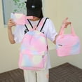 thumbnail image 4 of Bolsa de almuerzo, juego de lápices, bolso para niñas, conjunto informal para adolescentes y niños (colorido), rosa, 3 piezas, 4 of 5