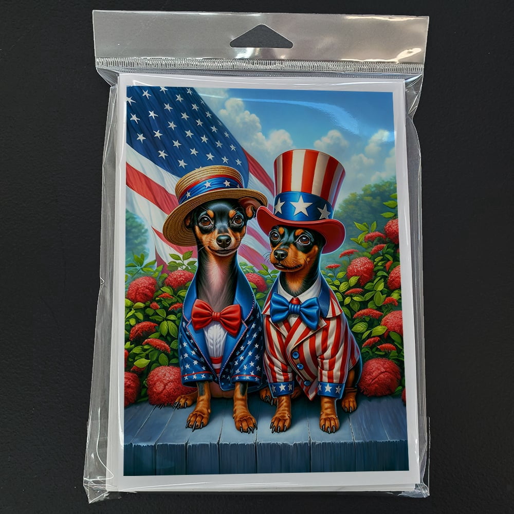 All American Miniature Pinscher Greeting Cards Pack of 8 7 in x 5 in