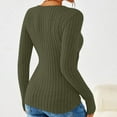 thumbnail image 4 of HAiming Women's Long Sleeve V Neck Tops Ribbed Knit Sweater Casual Ruched Slim Basic Tee Shirts Button Side Blouse, 4 of 9