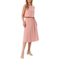 thumbnail image 2 of INSPIRE CHIC Women's 2 Piece Skirt Set Sleeveless Crop Tank High Waist A-Line Midi Skirt Casual Summer Outfits Dusty Pink M, 2 of 6